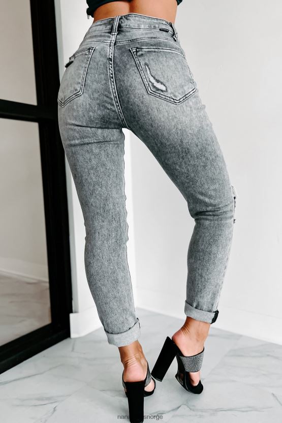 grå NanaMacs høyere kraft steget high rise distressed skinny jeans 402NJ03469