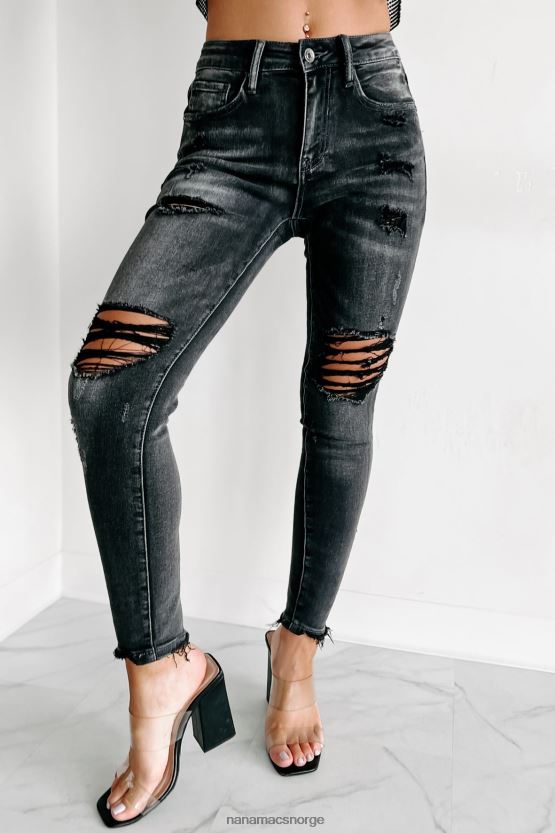 grå NanaMacs uansett hva du liker mid-rise distressed spesiell en skinny jeans 402NJ03489