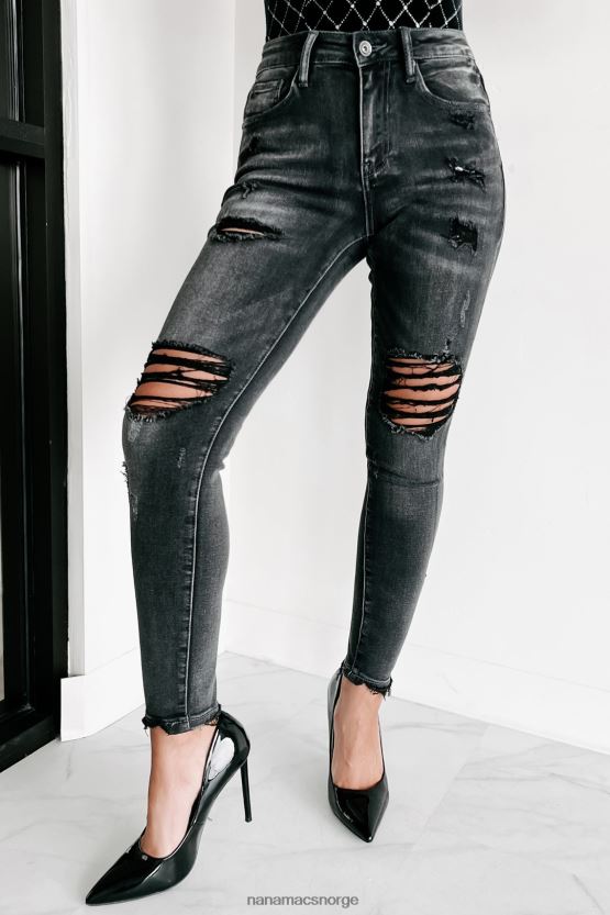 grå NanaMacs uansett hva du liker mid-rise distressed spesiell en skinny jeans 402NJ03489