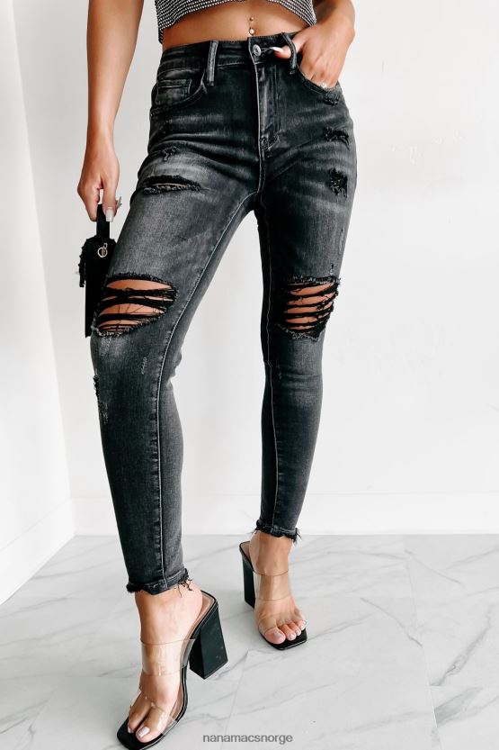 grå NanaMacs uansett hva du liker mid-rise distressed spesiell en skinny jeans 402NJ03489