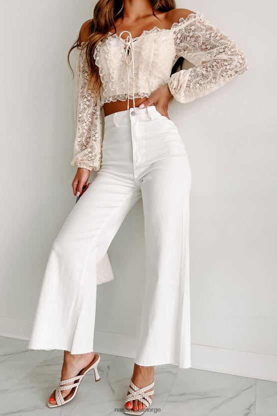 hvit NanaMacs i henhold til planen høye jeans med brede ben 402NJ03040