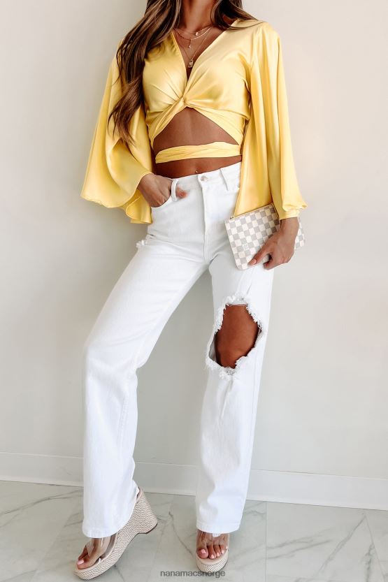 hvit NanaMacs ikke være salt høy stige brede ben vibrerende jeans 402NJ03406