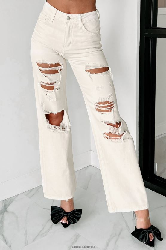 krem NanaMacs slutte å spille høyhus distressed vervet dad jeans 402NJ03410