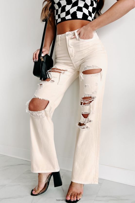 krem NanaMacs slutte å spille høyhus distressed vervet dad jeans 402NJ03410
