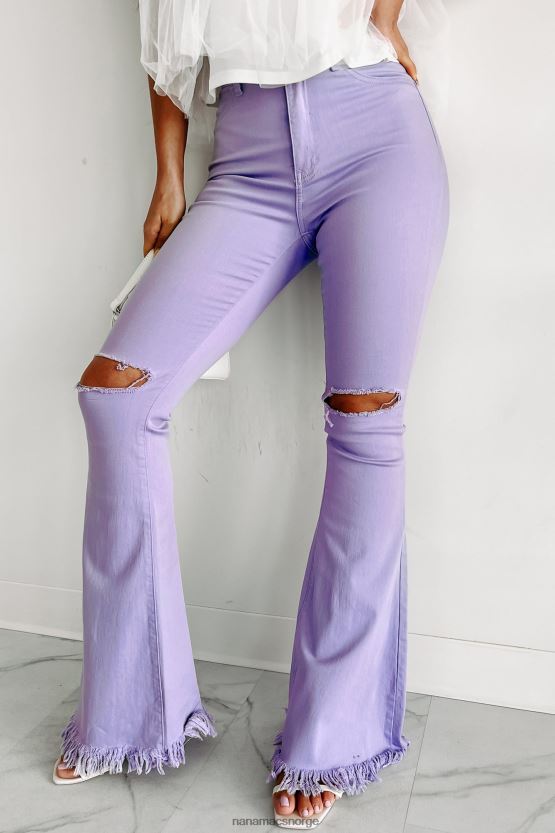 lavendel NanaMacs dristige bevegelser høye distressed flare jeans 402NJ03058