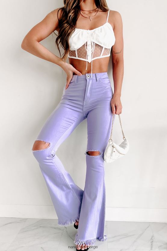 lavendel NanaMacs dristige bevegelser høye distressed flare jeans 402NJ03058