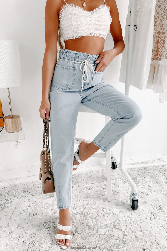 lett denim NanaMacs midtown møte ups straight leg paperbag jeans 402NJ03383