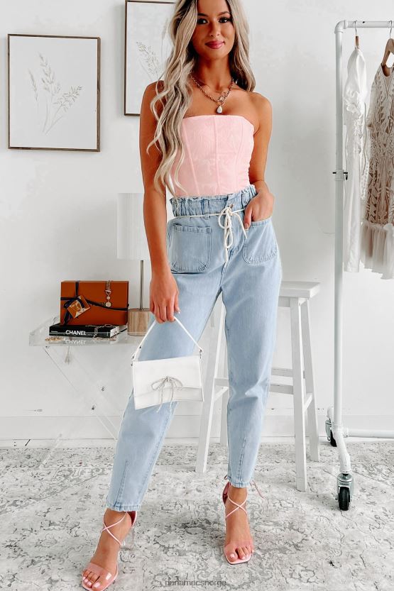 lett denim NanaMacs midtown møte ups straight leg paperbag jeans 402NJ03383