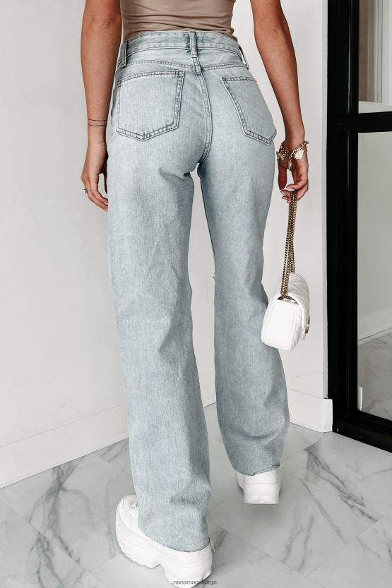 lett denim NanaMacs undervurdert high rise distressed straight leg jeans 402NJ03457