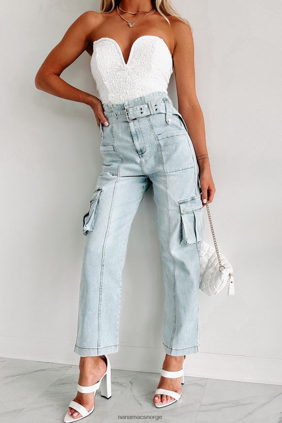 lett vask NanaMacs kjærlighet gjør vondt høye straight leg cargo jeans 402NJ03133