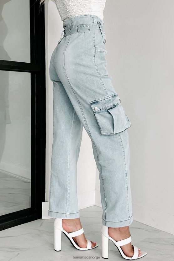 lett vask NanaMacs kjærlighet gjør vondt høye straight leg cargo jeans 402NJ03133