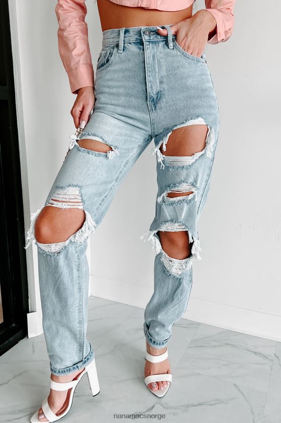 lys NanaMacs 90-talls baby-high rise distressed kancan jeans med rette ben 402NJ03466