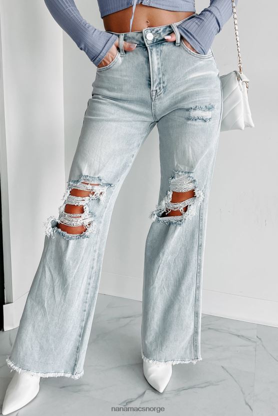 lys NanaMacs abrielle high rise distressed hevet jeans med brede ben 402NJ03450