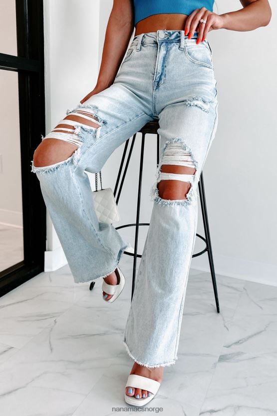 lys NanaMacs abrielle high rise distressed hevet jeans med brede ben 402NJ03450