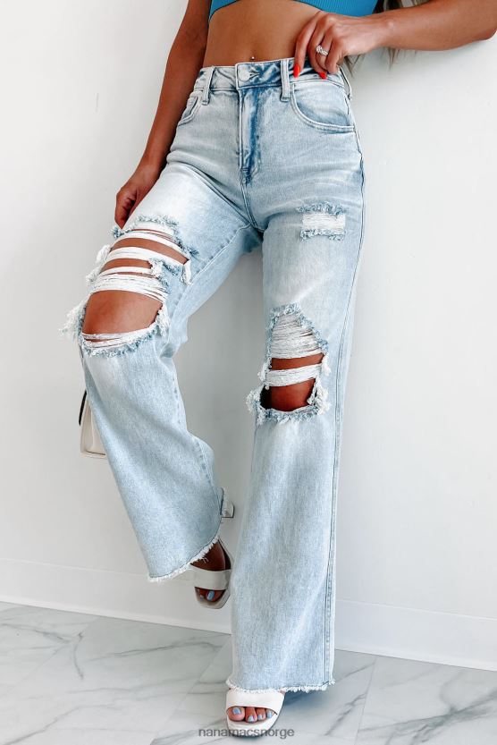 lys NanaMacs abrielle high rise distressed hevet jeans med brede ben 402NJ03450