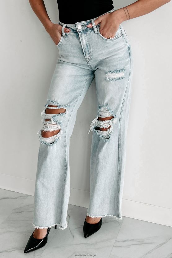 lys NanaMacs abrielle high rise distressed hevet jeans med brede ben 402NJ03450