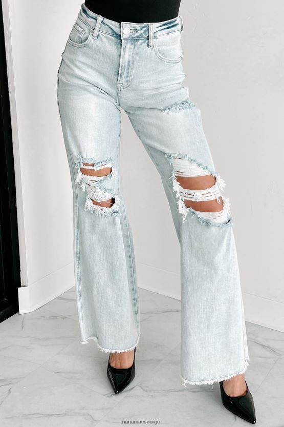 lys NanaMacs abrielle high rise distressed hevet jeans med brede ben 402NJ03450