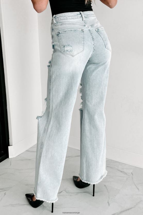 lys NanaMacs abrielle high rise distressed hevet jeans med brede ben 402NJ03450
