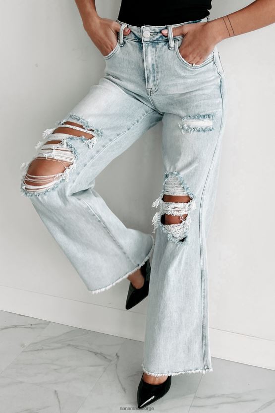 lys NanaMacs abrielle high rise distressed hevet jeans med brede ben 402NJ03450
