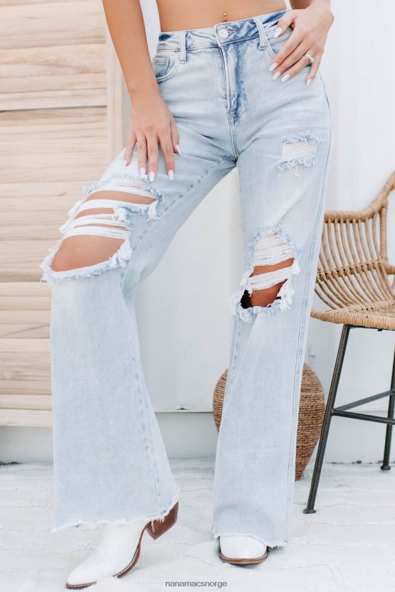 lys NanaMacs abrielle high rise distressed hevet jeans med brede ben 402NJ03450