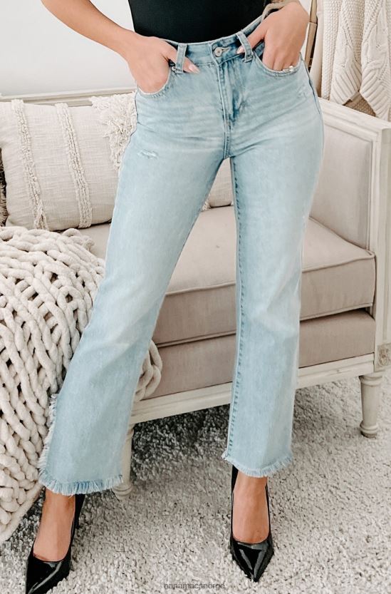 lys NanaMacs albuquerque jeans med høy vekst med splittkant 402NJ03470