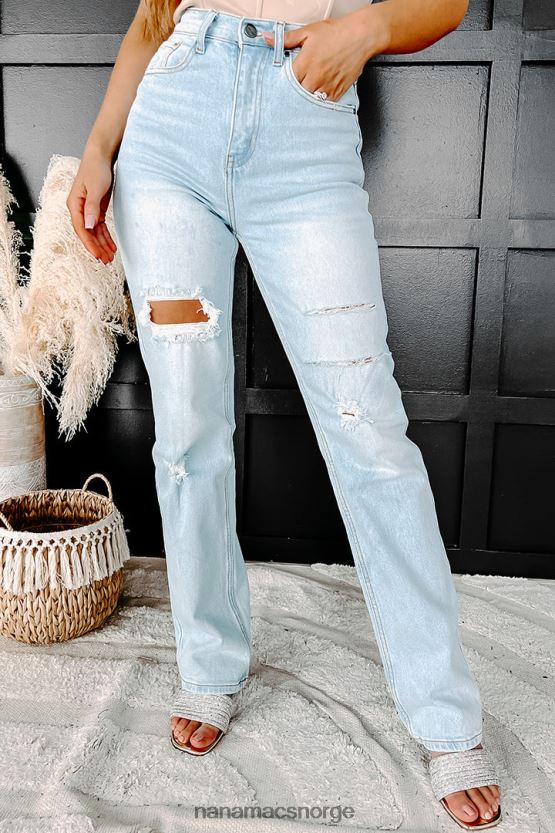 lys NanaMacs delanor høy stige distressed jeans med rette ben 402NJ03452