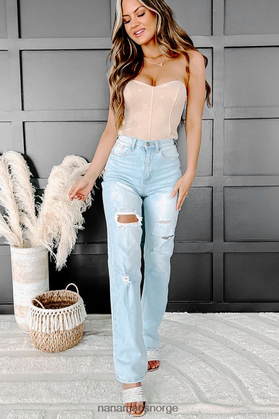 lys NanaMacs delanor høy stige distressed jeans med rette ben 402NJ03452