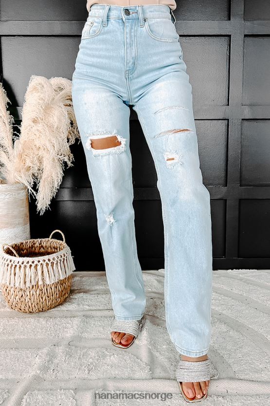 lys NanaMacs delanor høy stige distressed jeans med rette ben 402NJ03452