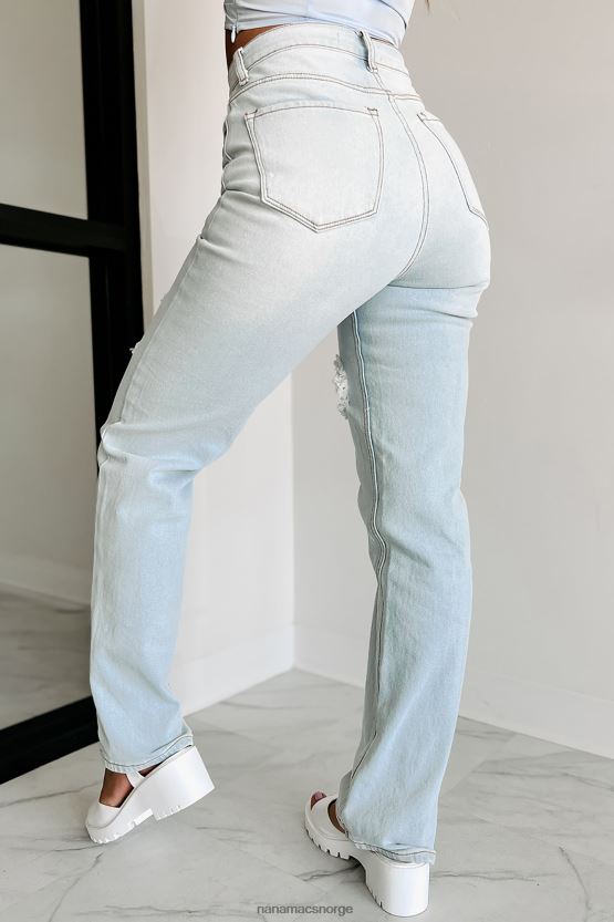 lys NanaMacs delanor høy stige distressed jeans med rette ben 402NJ03452