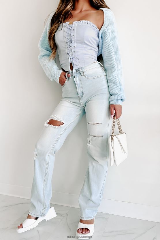 lys NanaMacs delanor høy stige distressed jeans med rette ben 402NJ03452