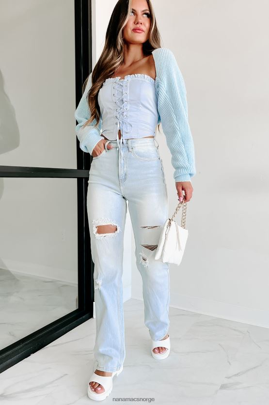 lys NanaMacs delanor høy stige distressed jeans med rette ben 402NJ03452