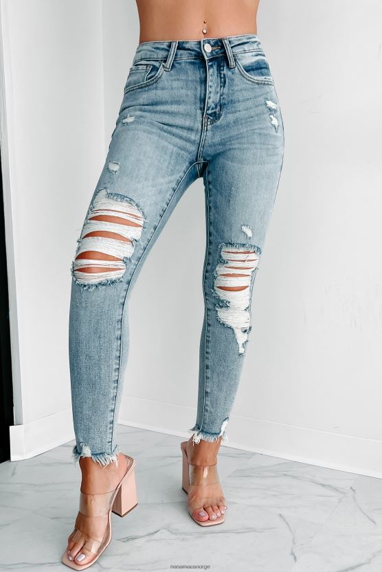 lys NanaMacs følelse av at det haster mellomhøye distressed steget skinny jeans 402NJ03490