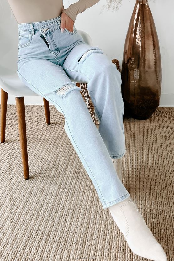 lys NanaMacs hayden cross-over mom jeans med høy midje 402NJ03504