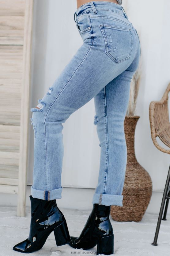 lys NanaMacs instant friends mid-rise distressed hevet jeans med rette ben 402NJ03495