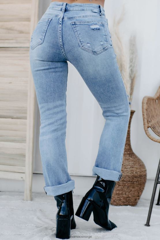 lys NanaMacs instant friends mid-rise distressed hevet jeans med rette ben 402NJ03495