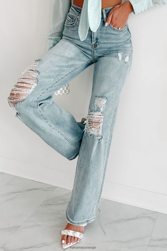 lys NanaMacs kam høy stige distressed jeans med rette ben 402NJ03459