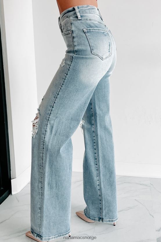 lys NanaMacs kam høy stige distressed jeans med rette ben 402NJ03459