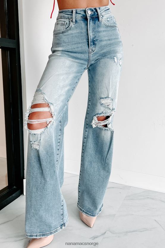 lys NanaMacs kam høy stige distressed jeans med rette ben 402NJ03459