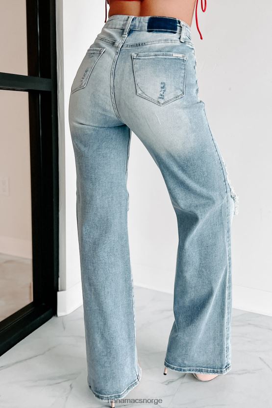 lys NanaMacs kam høy stige distressed jeans med rette ben 402NJ03459