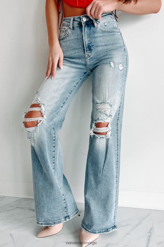 lys NanaMacs kam høy stige distressed jeans med rette ben 402NJ03459