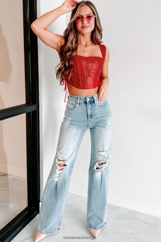 lys NanaMacs kam høy stige distressed jeans med rette ben 402NJ03459