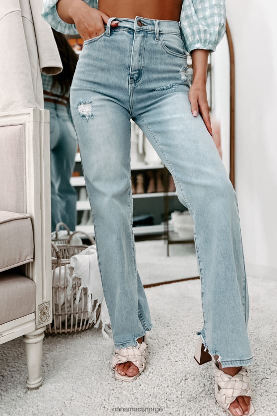 lys NanaMacs leve for øyeblikket distressed wide leg jeans 402NJ03473