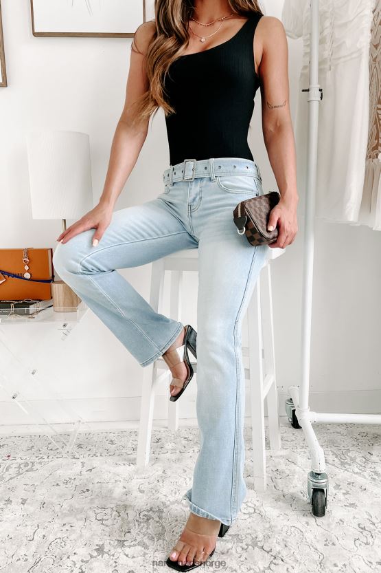 lys NanaMacs matchende vibes beltede lave jeans med cello flare 402NJ03508