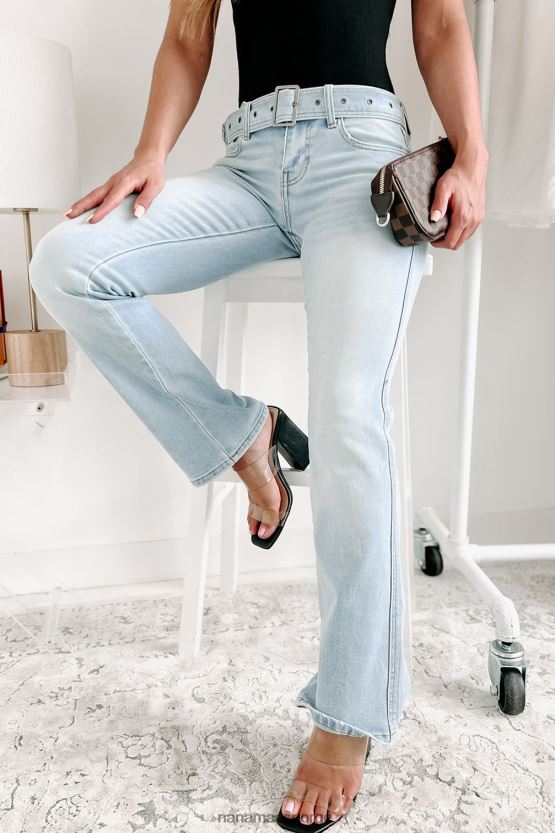 lys NanaMacs matchende vibes beltede lave jeans med cello flare 402NJ03508