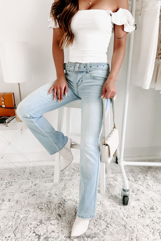 lys NanaMacs matchende vibes beltede lave jeans med cello flare 402NJ03508