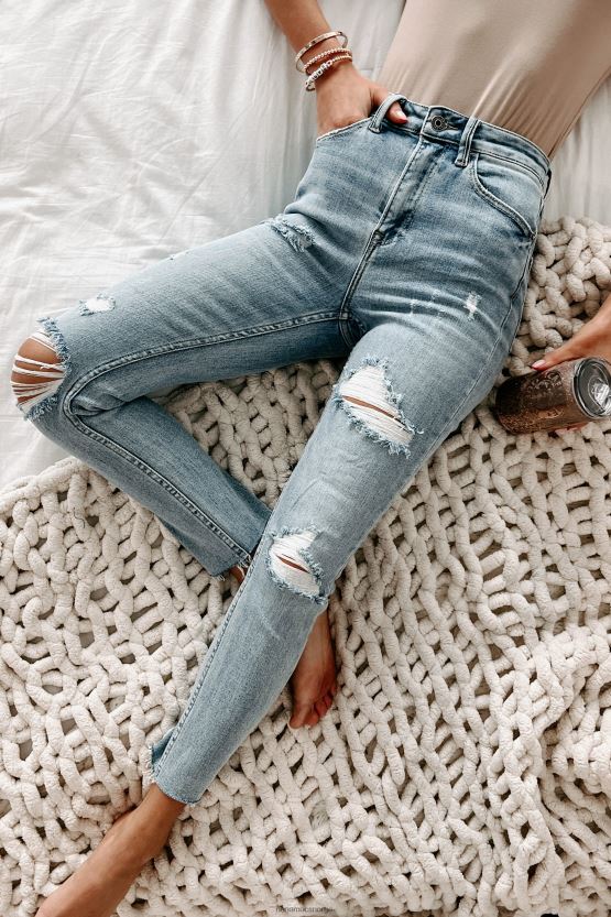 lys NanaMacs tisha high rise distressed avslappet passform skinny risen jeans 402NJ03428