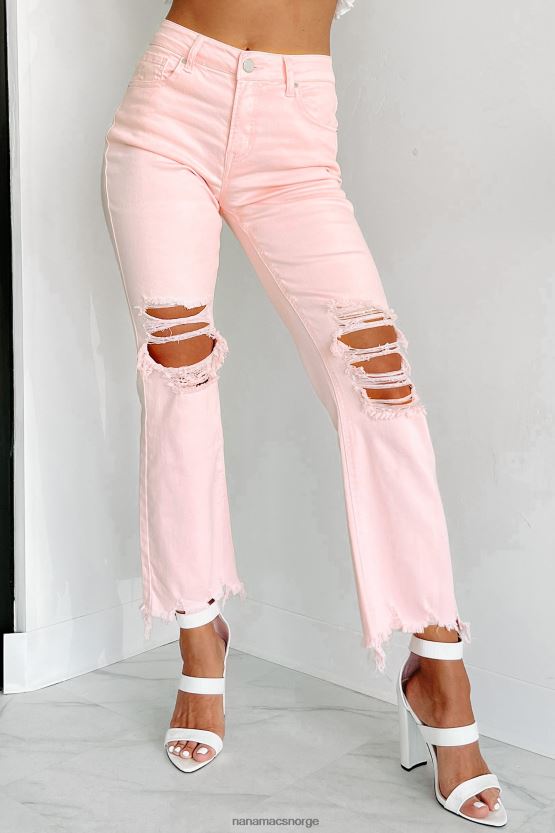 lyserosa NanaMacs jeg hadde en følelse av høy stige distressed jeans med rette ben 402NJ03372