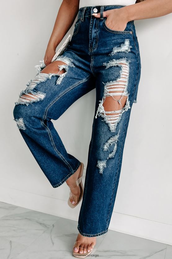 mørk NanaMacs for en forandring høy stige distressed wide leg jeans 402NJ03041