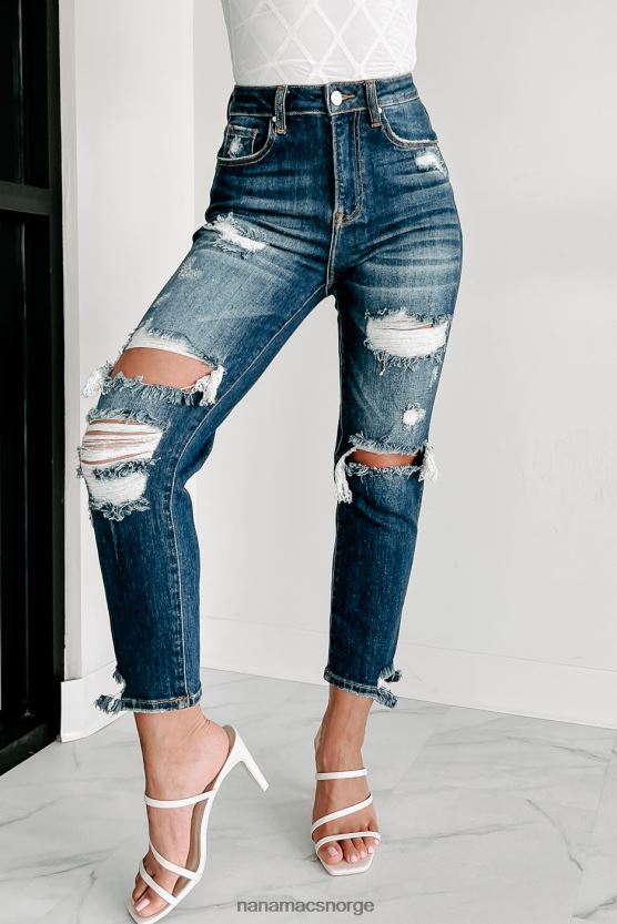 mørk NanaMacs lagre unnskyldninger høy stige distressed risen boyfriend jeans 402NJ03391