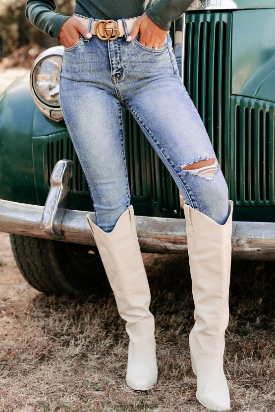 medium NanaMacs går videre høye kancan distressed jeans 402NJ03434